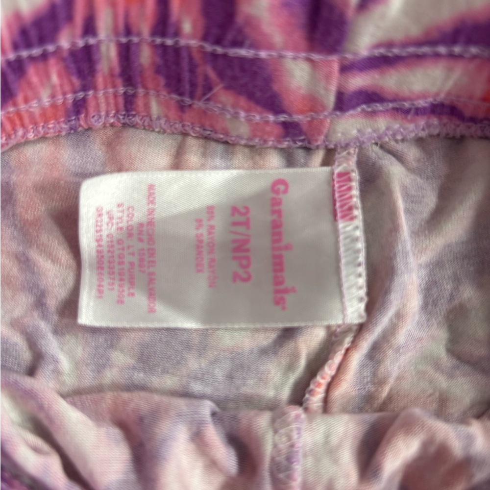 Garanimals Colorful Tie-Dye Girls Shorts , pink white and purple | 2T - Picture 3 of 3